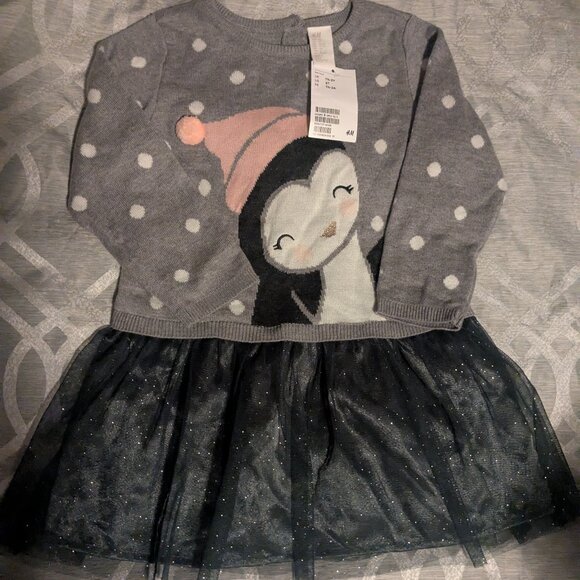 Winter festive penguin toddler dress - Picture 1 of 1